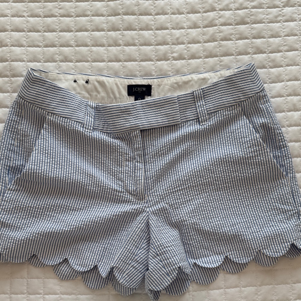 J. Crew Blue Striped Seersucker Women's Shorts Size 0